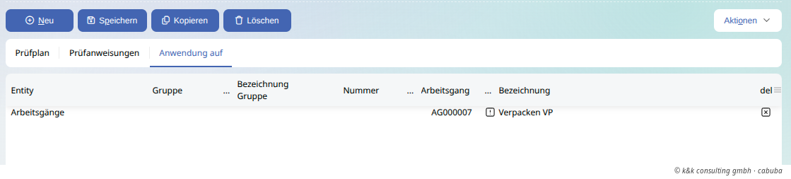 myfactory PPS Prüfplan Zuweisung